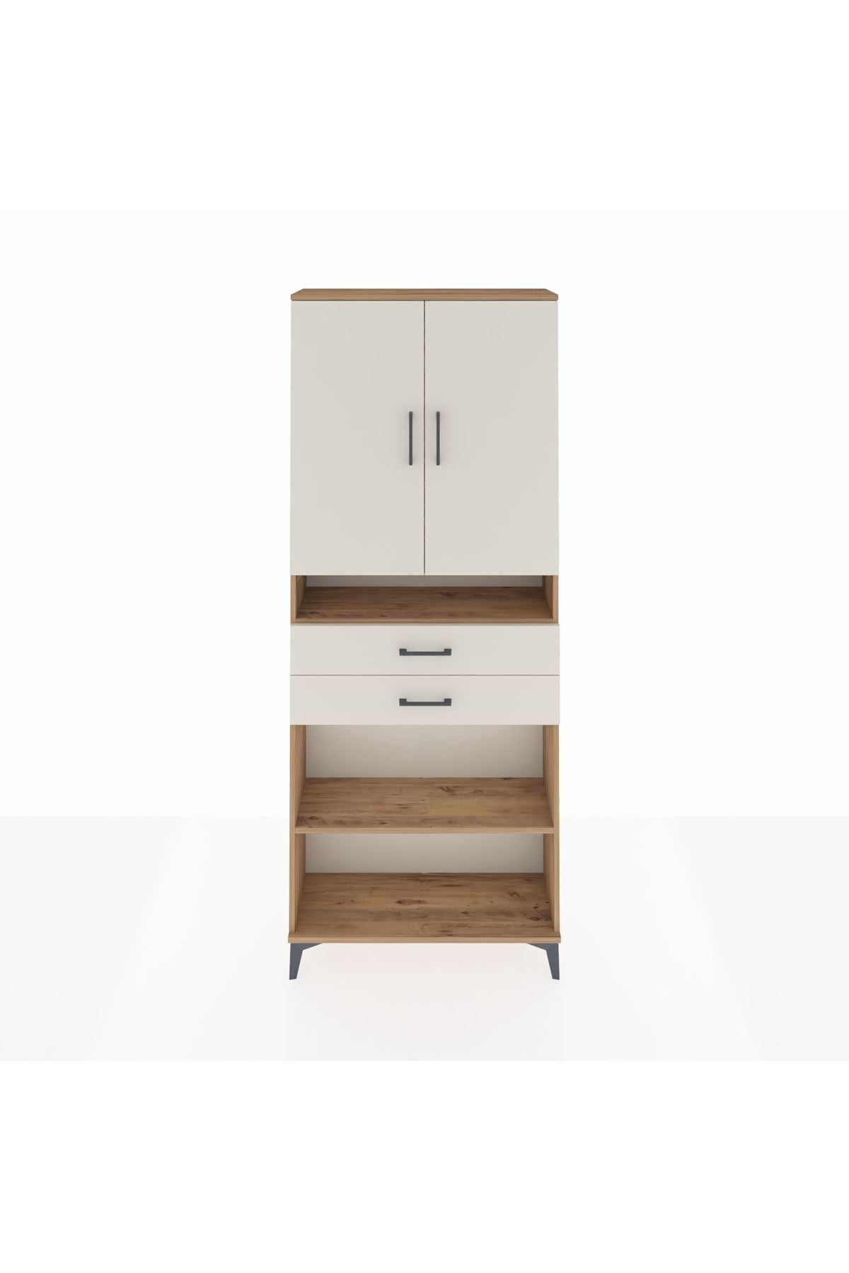 Arges Dolap 5 Raflı 2 Çekmeceli 2 Kapaklı 88x30x221 Çam-Aytaşı