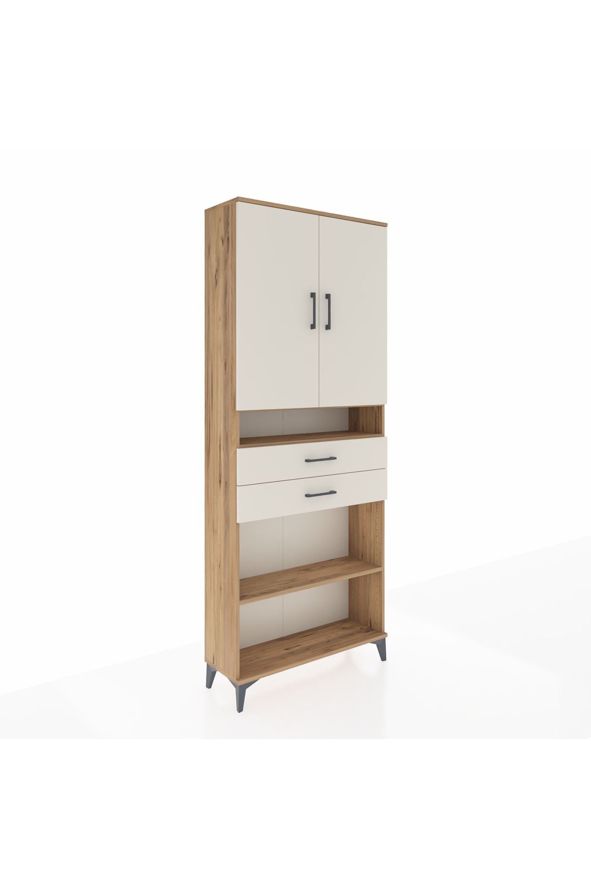 Arges Dolap 5 Raflı 2 Çekmeceli 2 Kapaklı 88x30x221 Çam-Aytaşı