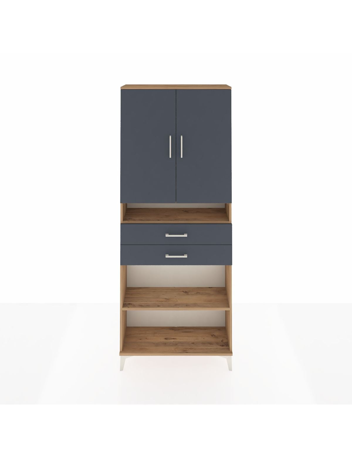 Arges Dolap 5 Raflı 2 Çekmeceli 2 Kapaklı 88x30x221 Çam-Antrasit