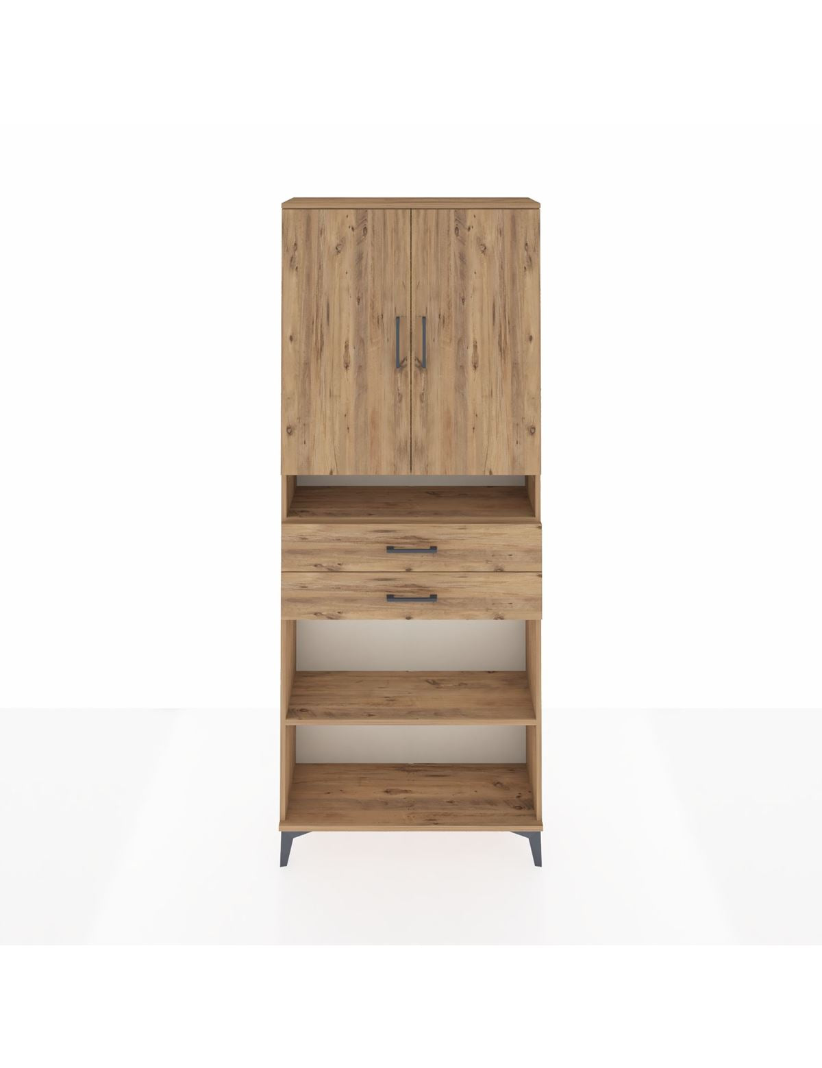 Arges Dolap 5 Raflı 2 Çekmeceli 2 Kapaklı 88x30x221 Çam-Çam