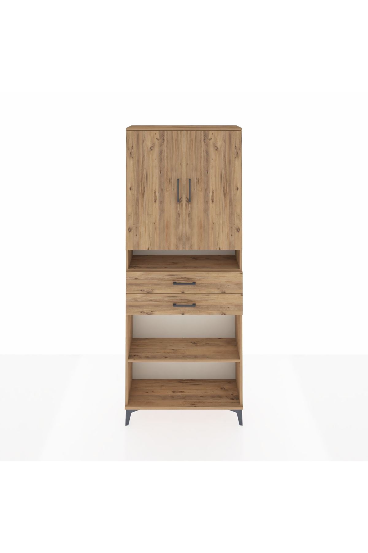 Arges Dolap 5 Raflı 2 Çekmeceli 2 Kapaklı 88x30x221 Çam-Çam