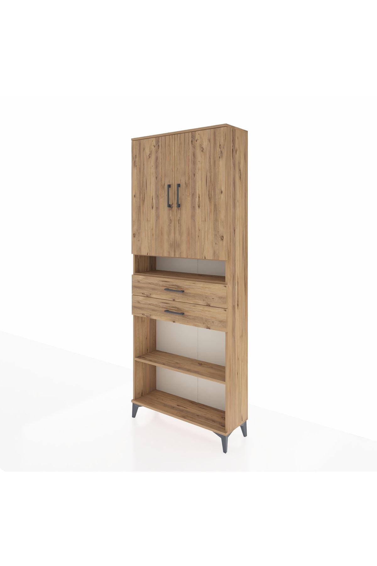 Arges Dolap 5 Raflı 2 Çekmeceli 2 Kapaklı 88x30x221 Çam-Çam