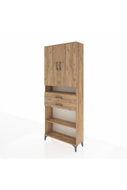 Arges Dolap 5 Raflı 2 Çekmeceli 2 Kapaklı 88x30x221 Çam-Çam