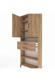 Arges Dolap 5 Raflı 2 Çekmeceli 2 Kapaklı 88x30x221 Çam-Çam