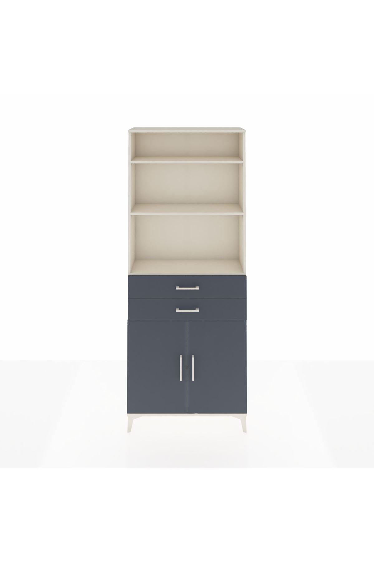 Arges Dolap 4 Raflı 2 Çekmeceli 2 Kapaklı 88x30x221 Aytaşı-Antrasit