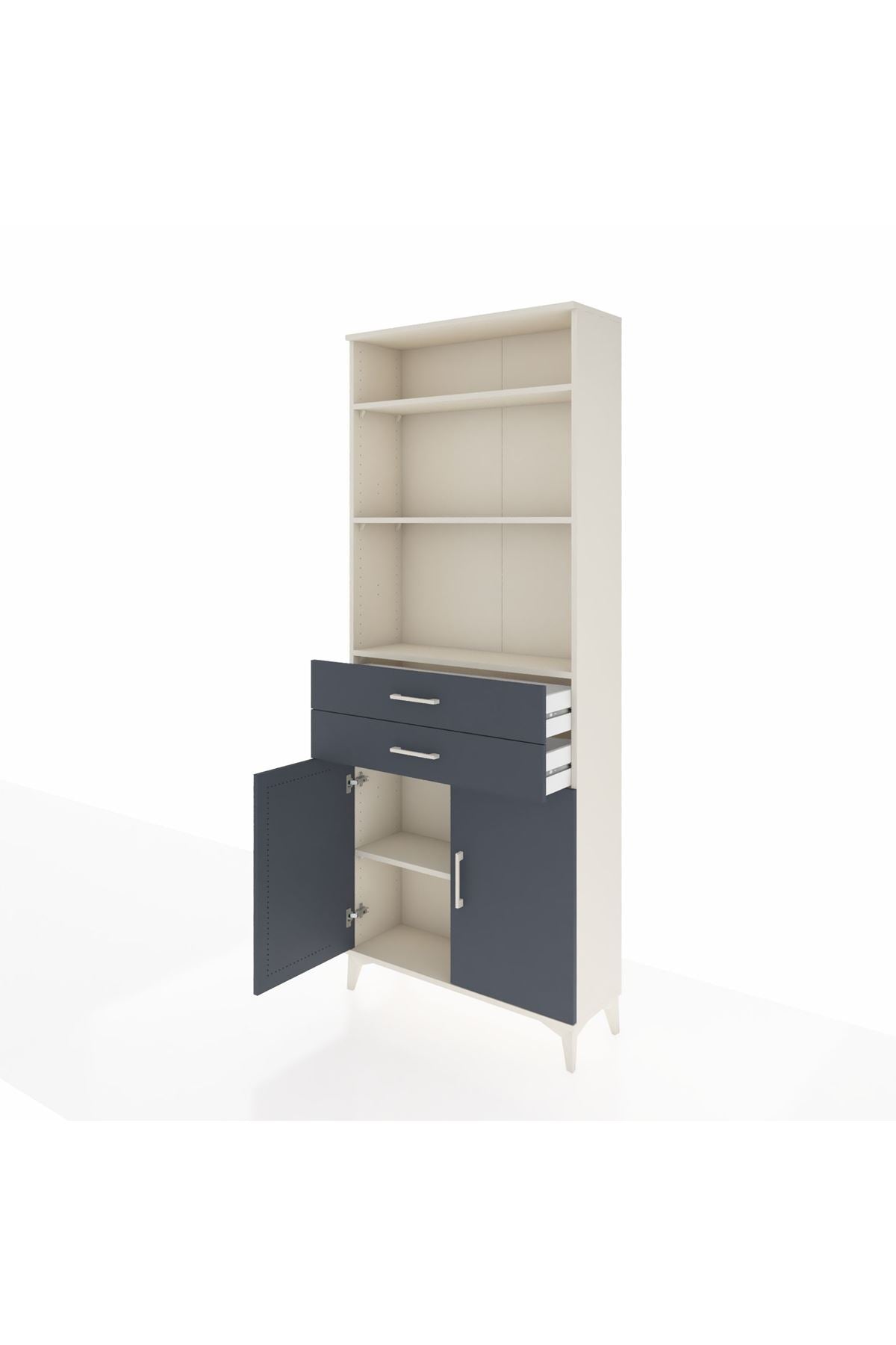 Arges Dolap 4 Raflı 2 Çekmeceli 2 Kapaklı 88x30x221 Aytaşı-Antrasit