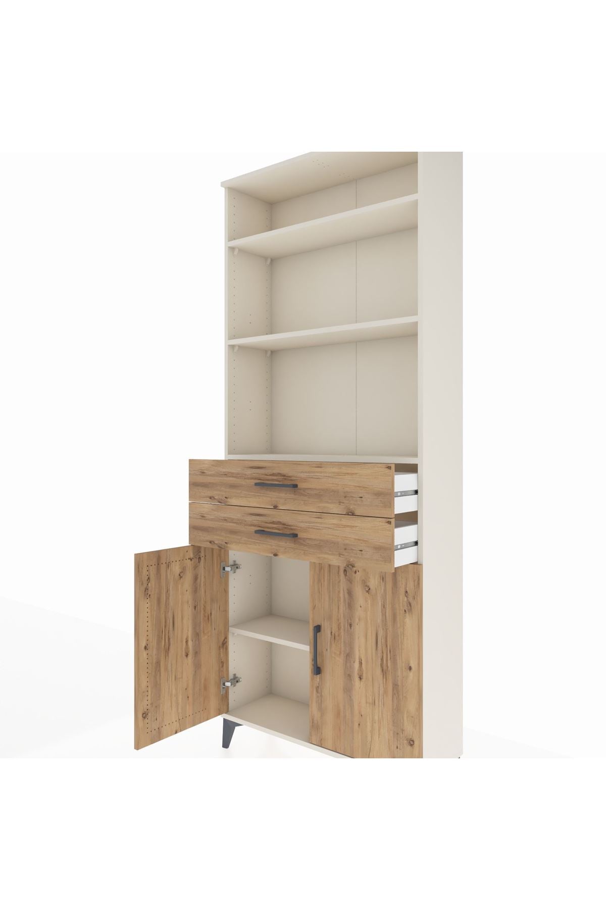 Arges Dolap 4 Raflı 2 Çekmeceli 2 Kapaklı 88x30x221 Aytaşı-Çam