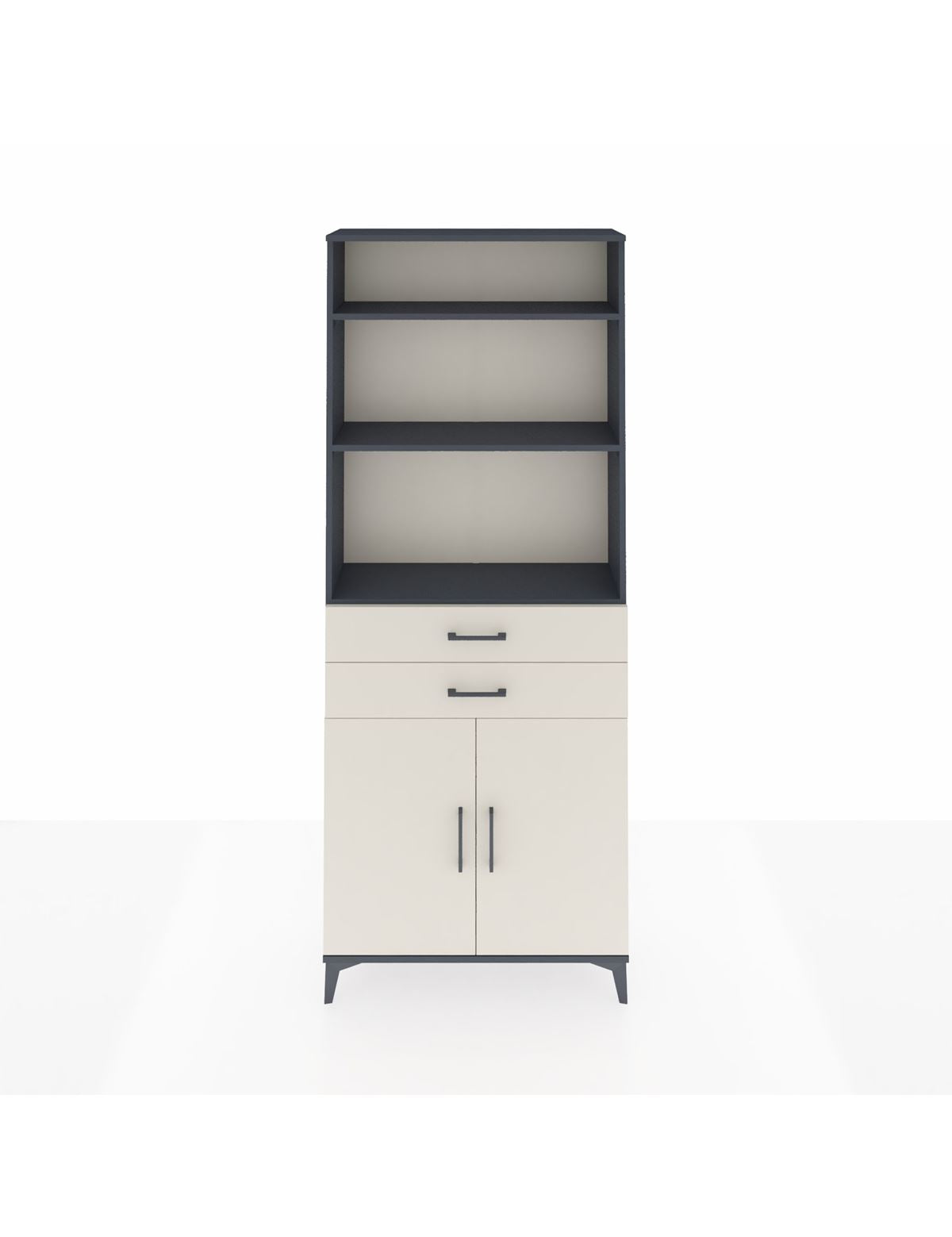 Arges Dolap 4 Raflı 2 Çekmeceli 2 Kapaklı 88x30x221 Antrasit-Aytaşı