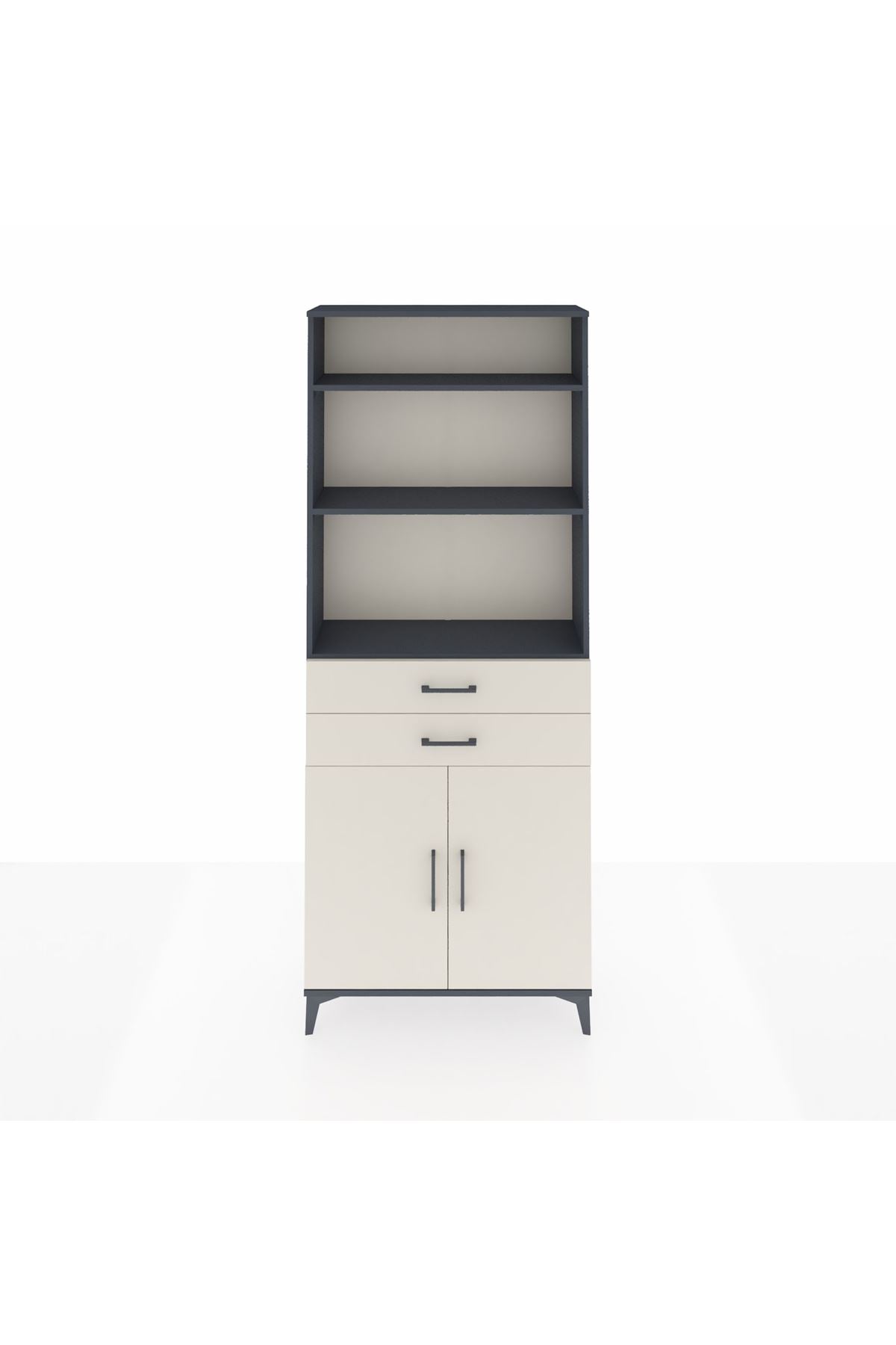 Arges Dolap 4 Raflı 2 Çekmeceli 2 Kapaklı 88x30x221 Antrasit-Aytaşı