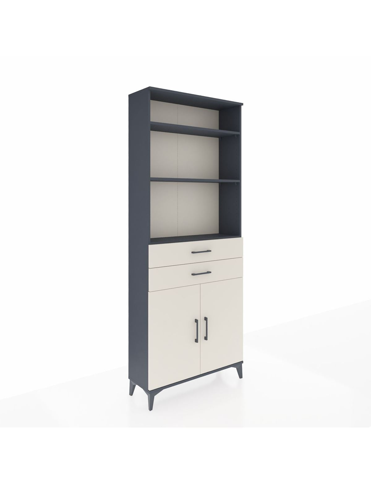 Arges Dolap 4 Raflı 2 Çekmeceli 2 Kapaklı 88x30x221 Antrasit-Aytaşı