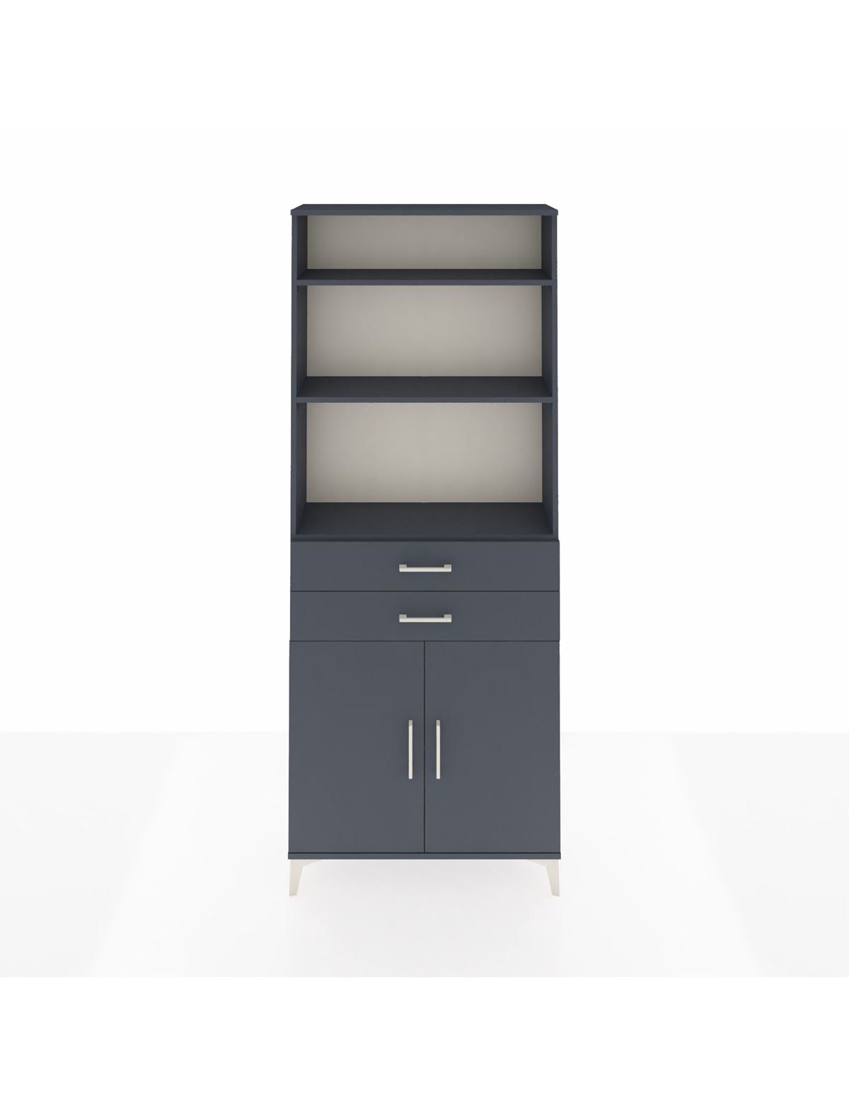 Arges Dolap 4 Raflı 2 Çekmeceli 2 Kapaklı 88x30x221 Antrasit-Antrasit