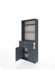 Arges Dolap 4 Raflı 2 Çekmeceli 2 Kapaklı 88x30x221 Antrasit-Antrasit