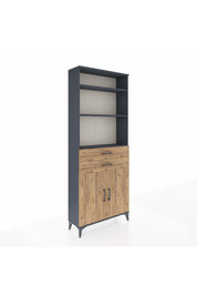 Arges Dolap 4 Raflı 2 Çekmeceli 2 Kapaklı 88x30x221 Antrasit-Çam