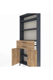 Arges Dolap 4 Raflı 2 Çekmeceli 2 Kapaklı 88x30x221 Antrasit-Çam