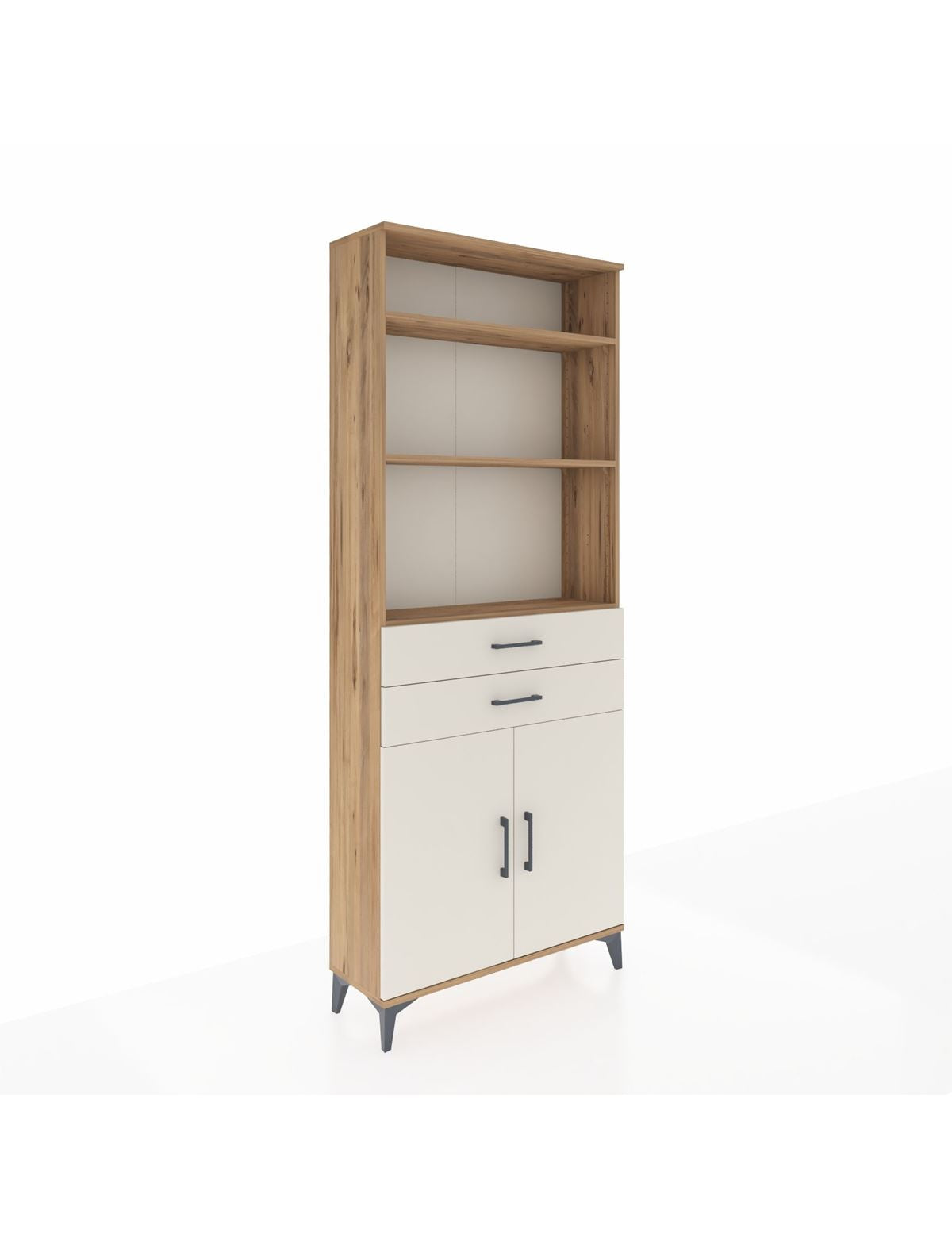 Arges Dolap 4 Raflı 2 Çekmeceli 2 Kapaklı 88x30x221 Çam-Aytaşı