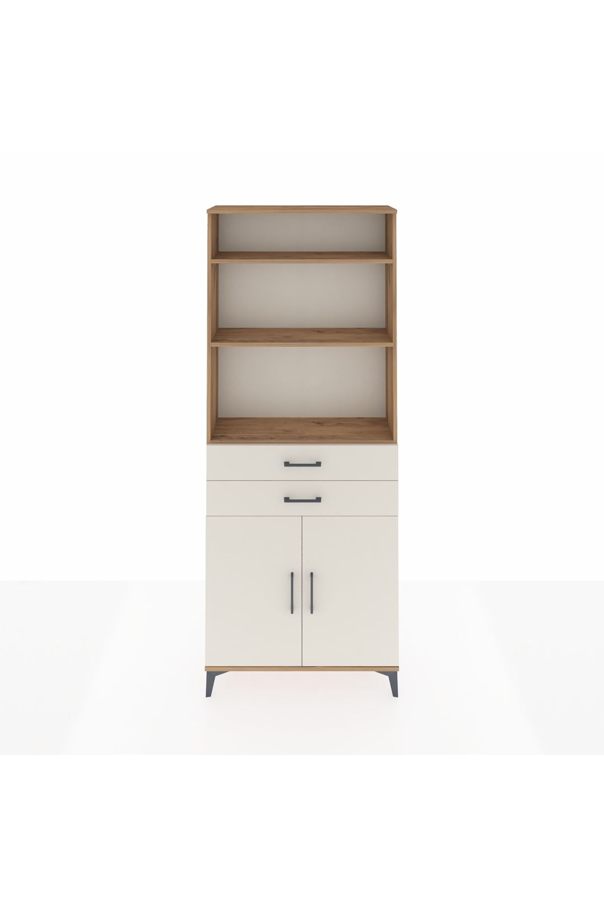 Arges Dolap 4 Raflı 2 Çekmeceli 2 Kapaklı 88x30x221 Çam-Aytaşı