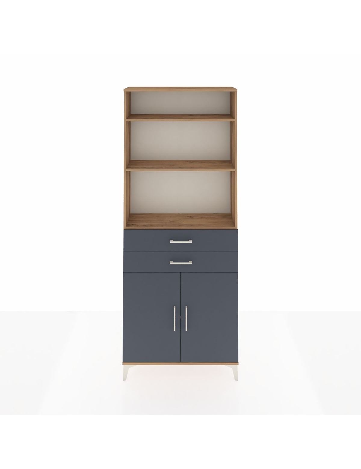 Arges Dolap 4 Raflı 2 Çekmeceli 2 Kapaklı 88x30x221 Çam-Antrasit