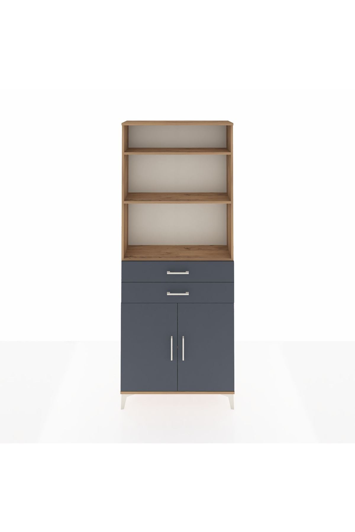 Arges Dolap 4 Raflı 2 Çekmeceli 2 Kapaklı 88x30x221 Çam-Antrasit