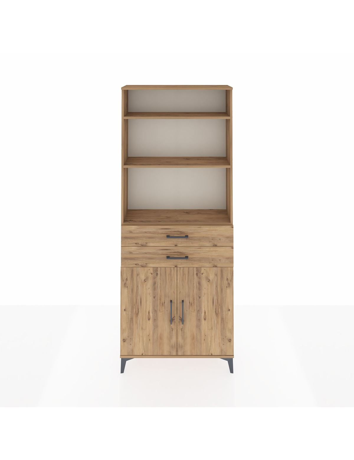 Arges Dolap 4 Raflı 2 Çekmeceli 2 Kapaklı 88x30x221 Çam-Çam