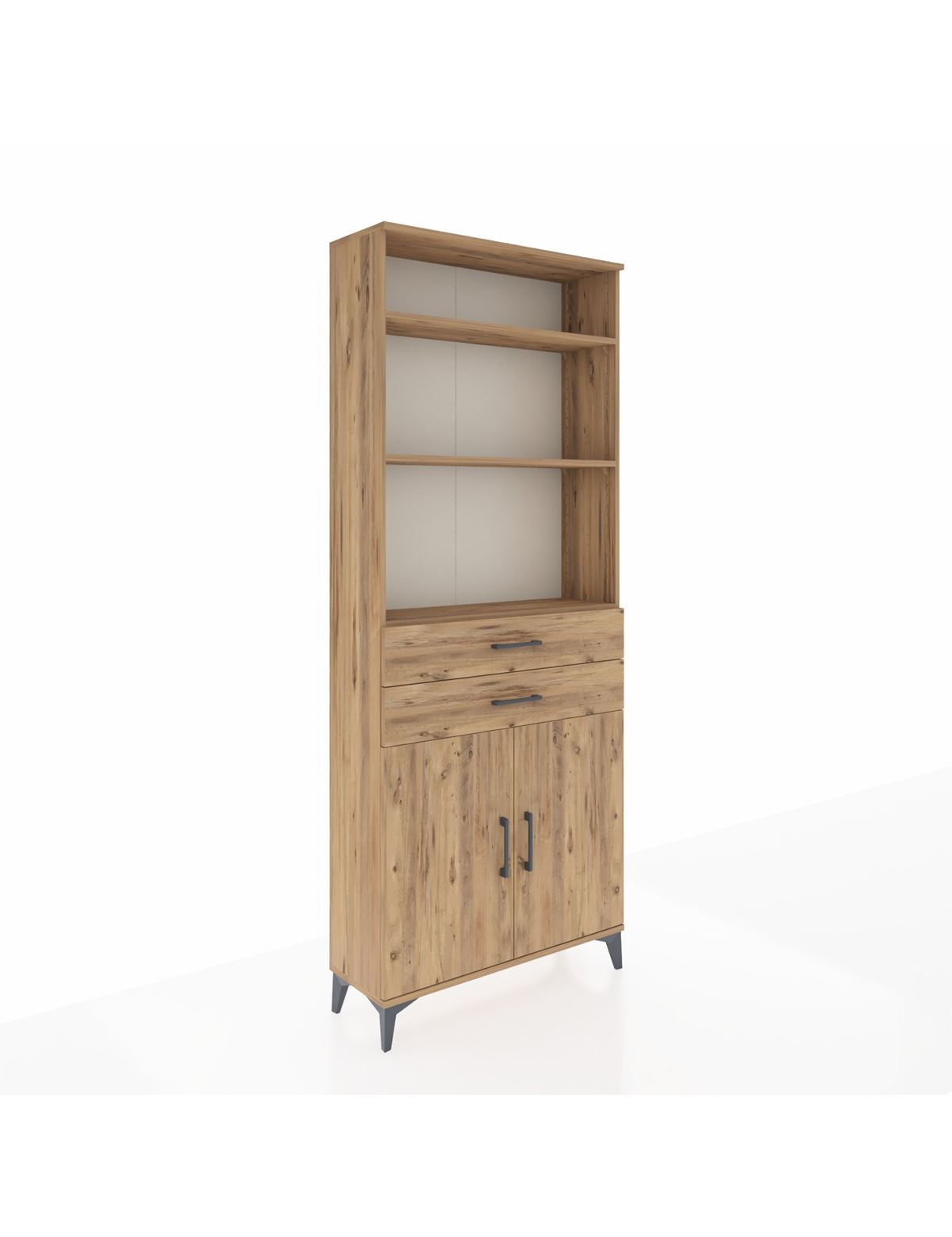 Arges Dolap 4 Raflı 2 Çekmeceli 2 Kapaklı 88x30x221 Çam-Çam