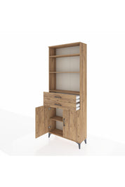 Arges Dolap 4 Raflı 2 Çekmeceli 2 Kapaklı 88x30x221 Çam-Çam