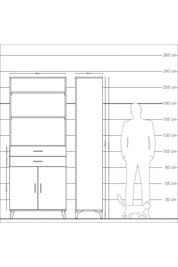 Arges Dolap 4 Raflı 2 Çekmeceli 2 Kapaklı 88x30x221 Çam-Çam