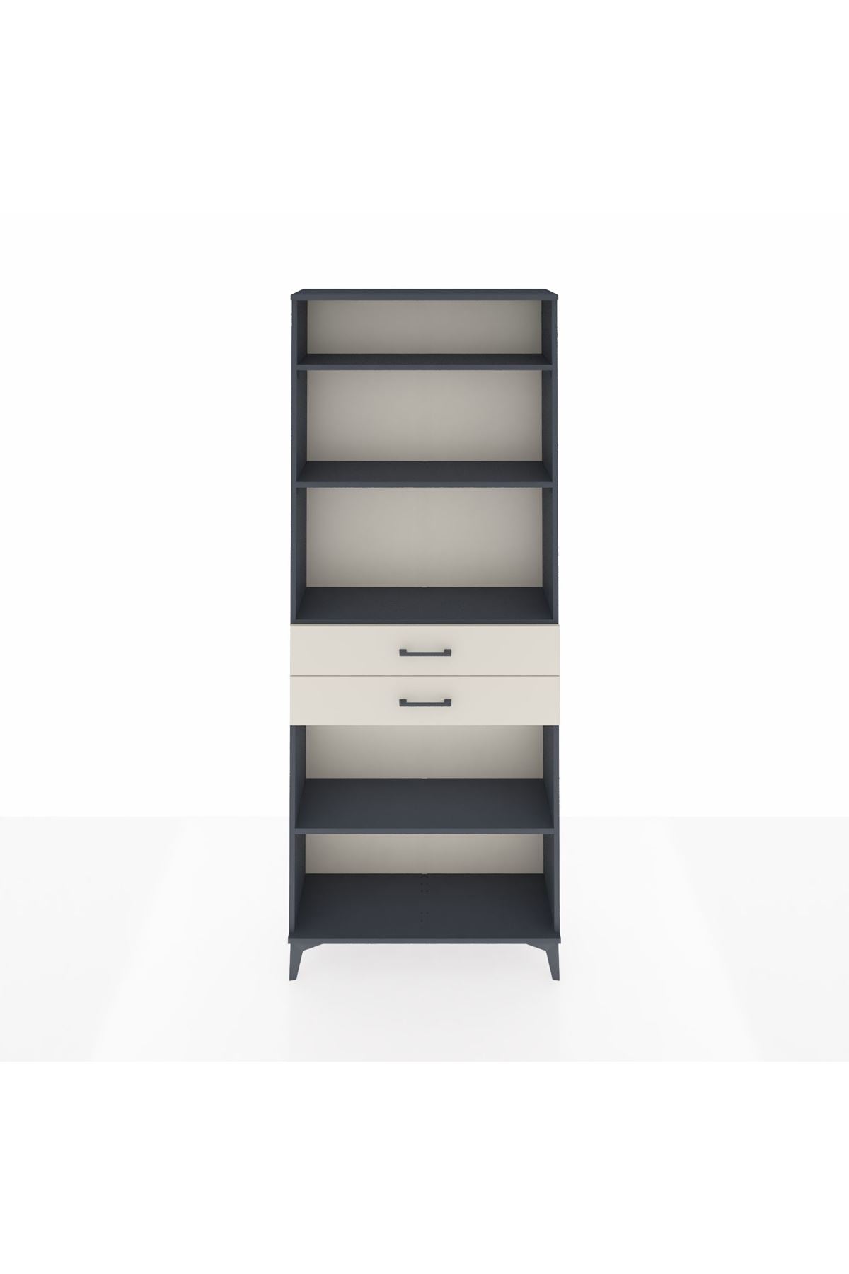 Arges Dolap 4 Raflı 2 Çekmeceli 88x30x221 Antrasit-Aytaşı