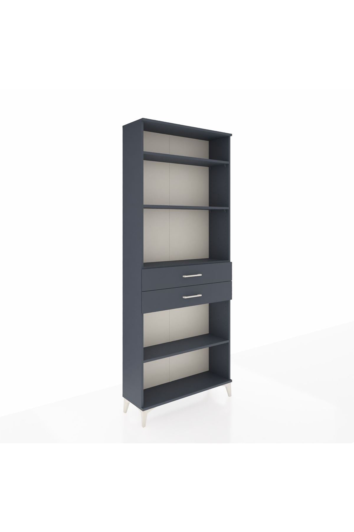 Arges Dolap 4 Raflı 2 Çekmeceli 88x30x221 Antrasit-Antrasit