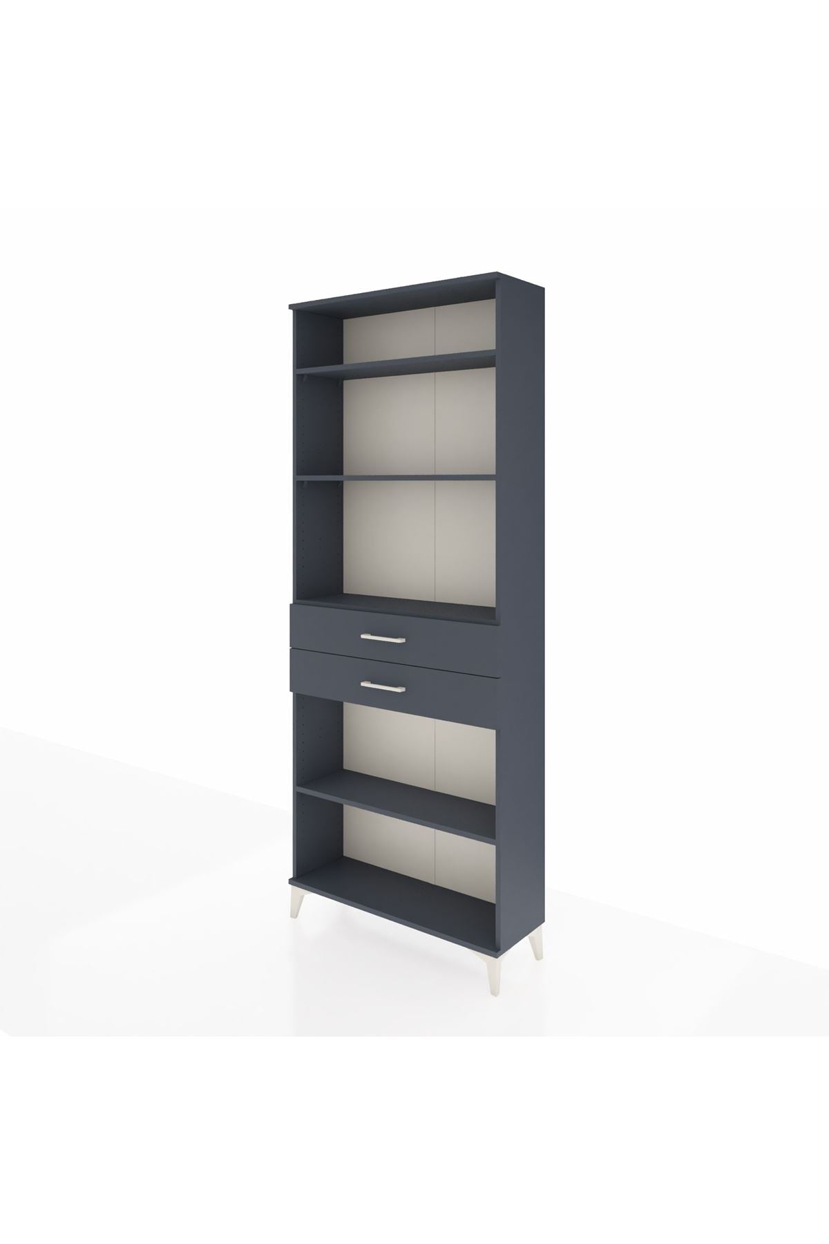 Arges Dolap 4 Raflı 2 Çekmeceli 88x30x221 Antrasit-Antrasit