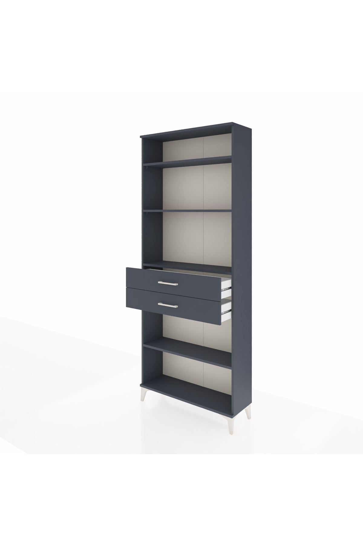 Arges Dolap 4 Raflı 2 Çekmeceli 88x30x221 Antrasit-Antrasit