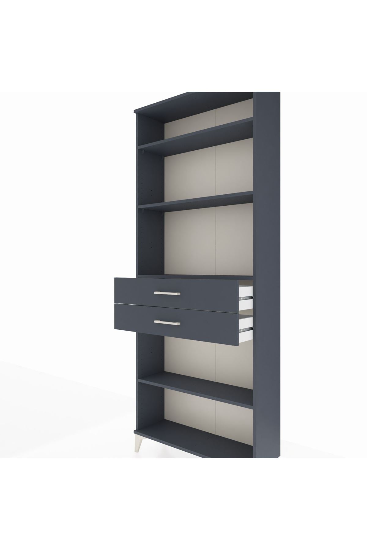 Arges Dolap 4 Raflı 2 Çekmeceli 88x30x221 Antrasit-Antrasit