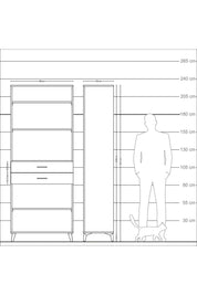 Arges Dolap 4 Raflı 2 Çekmeceli 88x30x221 Antrasit-Antrasit
