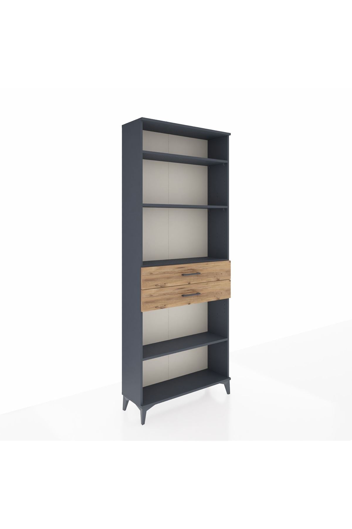 Arges Dolap 4 Raflı 2 Çekmeceli 88x30x221 Antrasit-Çam