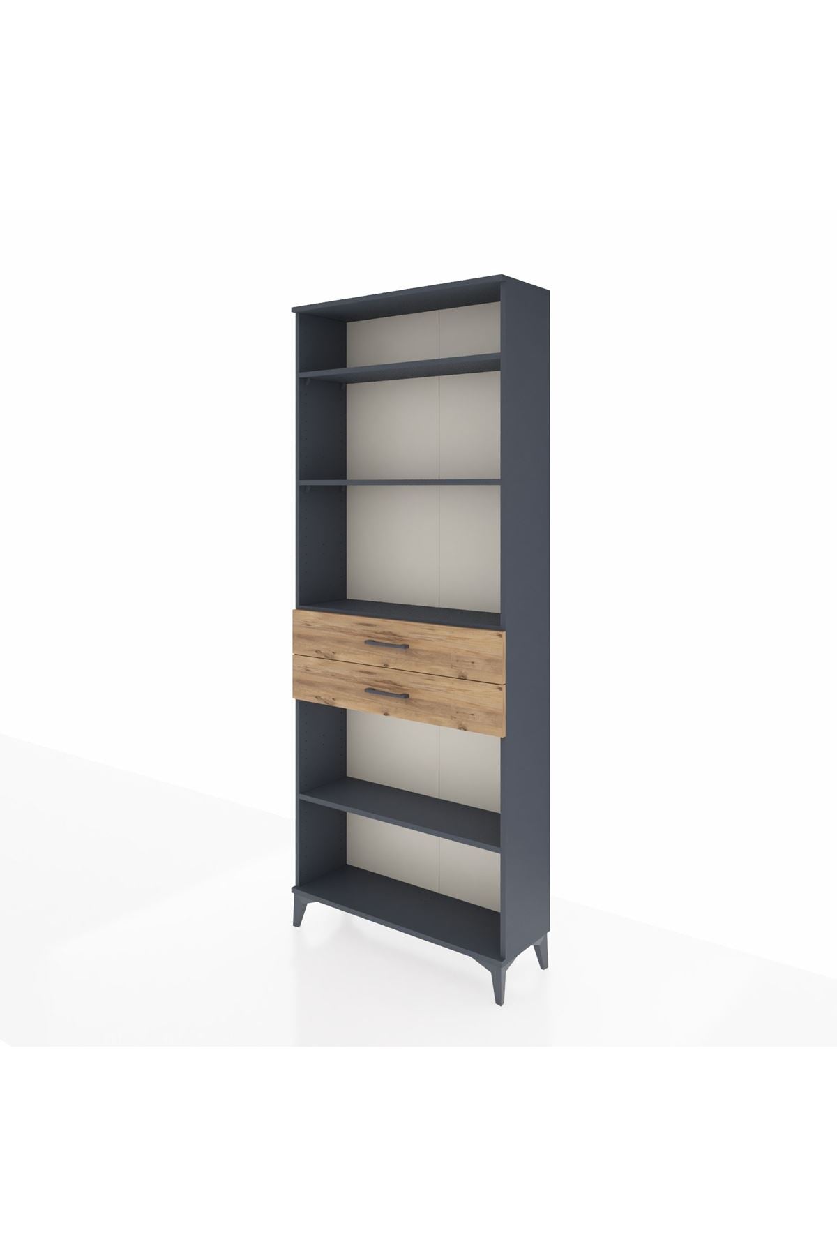 Arges Dolap 4 Raflı 2 Çekmeceli 88x30x221 Antrasit-Çam