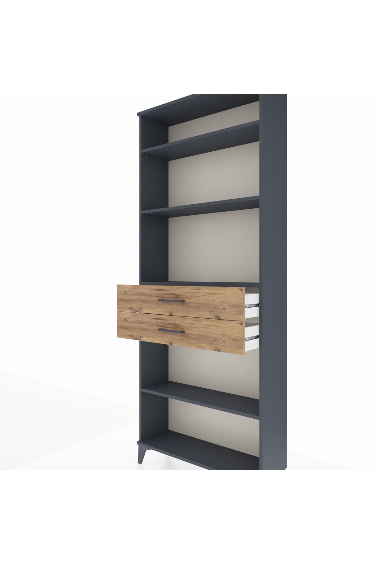 Arges Dolap 4 Raflı 2 Çekmeceli 88x30x221 Antrasit-Çam