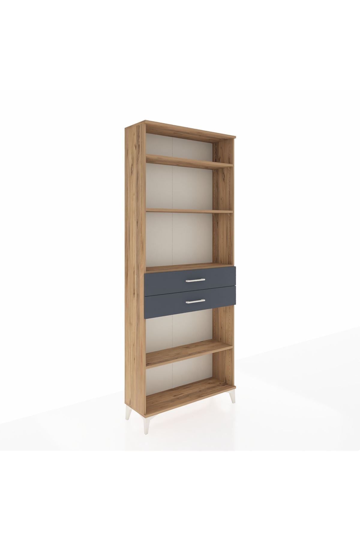 Arges Dolap 4 Raflı 2 Çekmeceli 88x30x221 Çam-Antrasit