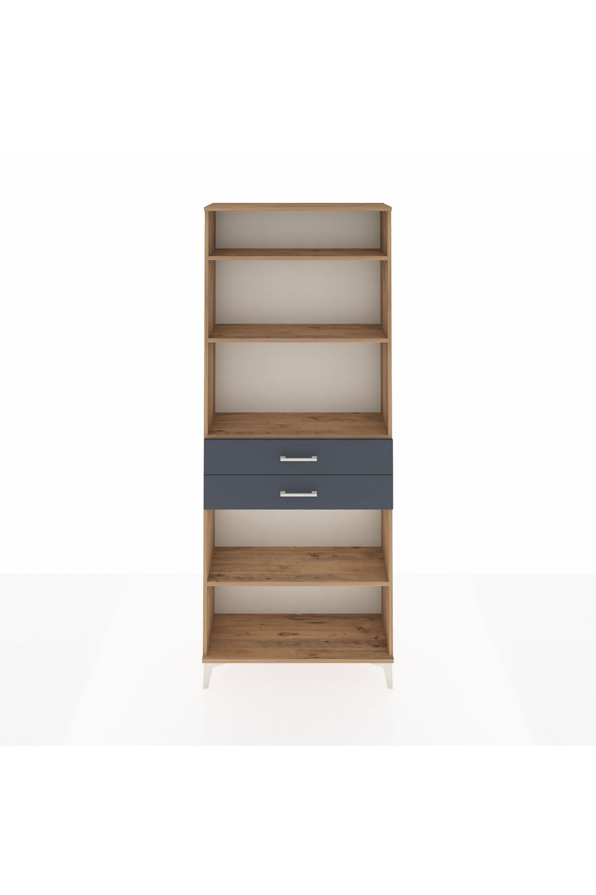 Arges Dolap 4 Raflı 2 Çekmeceli 88x30x221 Çam-Antrasit