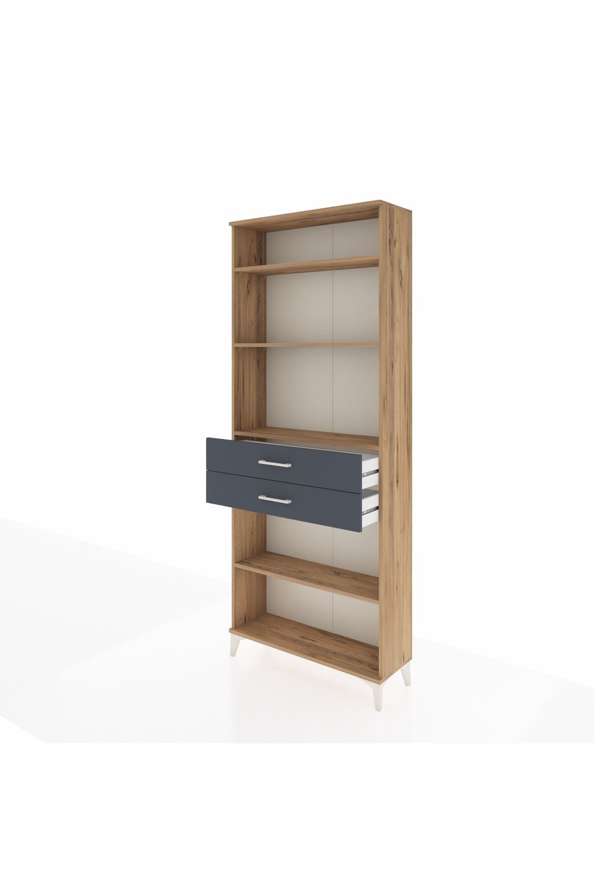 Arges Dolap 4 Raflı 2 Çekmeceli 88x30x221 Çam-Antrasit