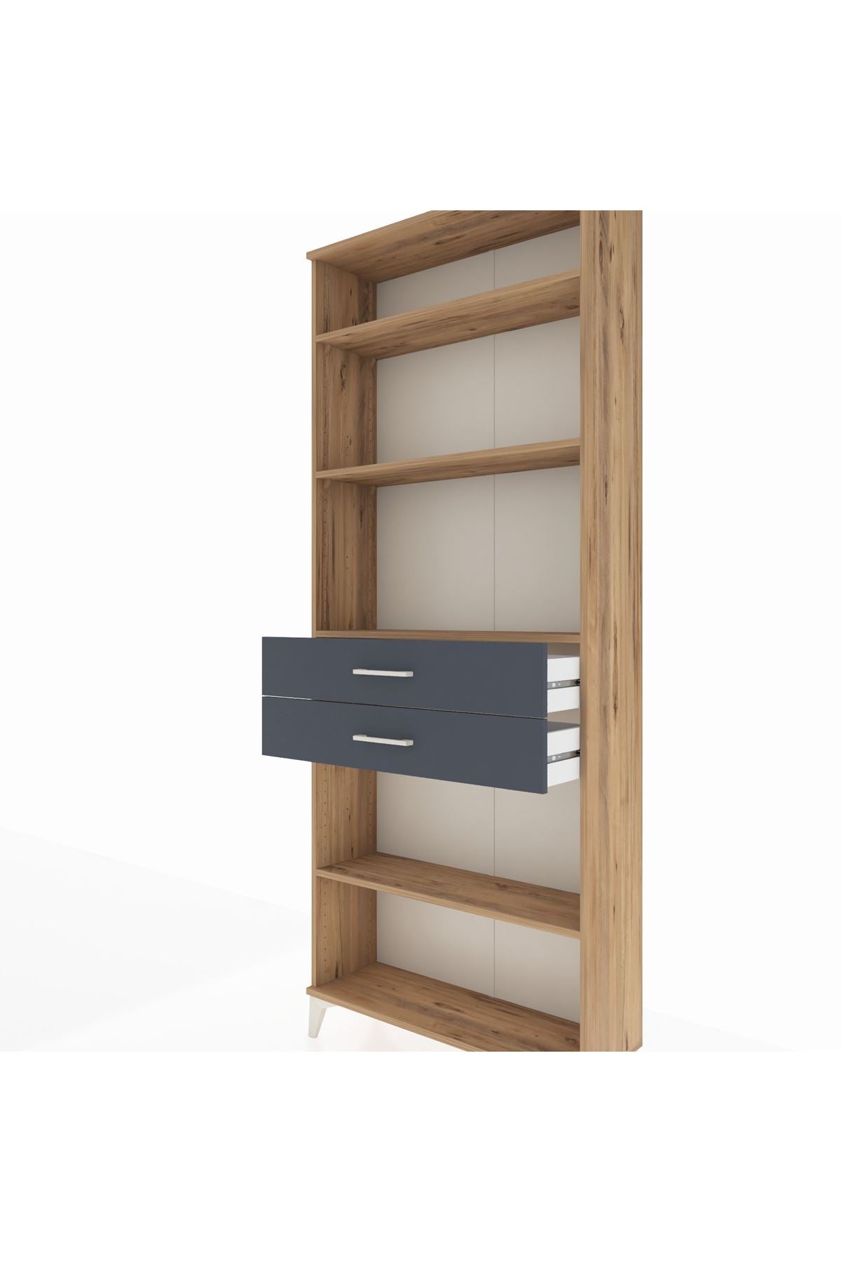 Arges Dolap 4 Raflı 2 Çekmeceli 88x30x221 Çam-Antrasit