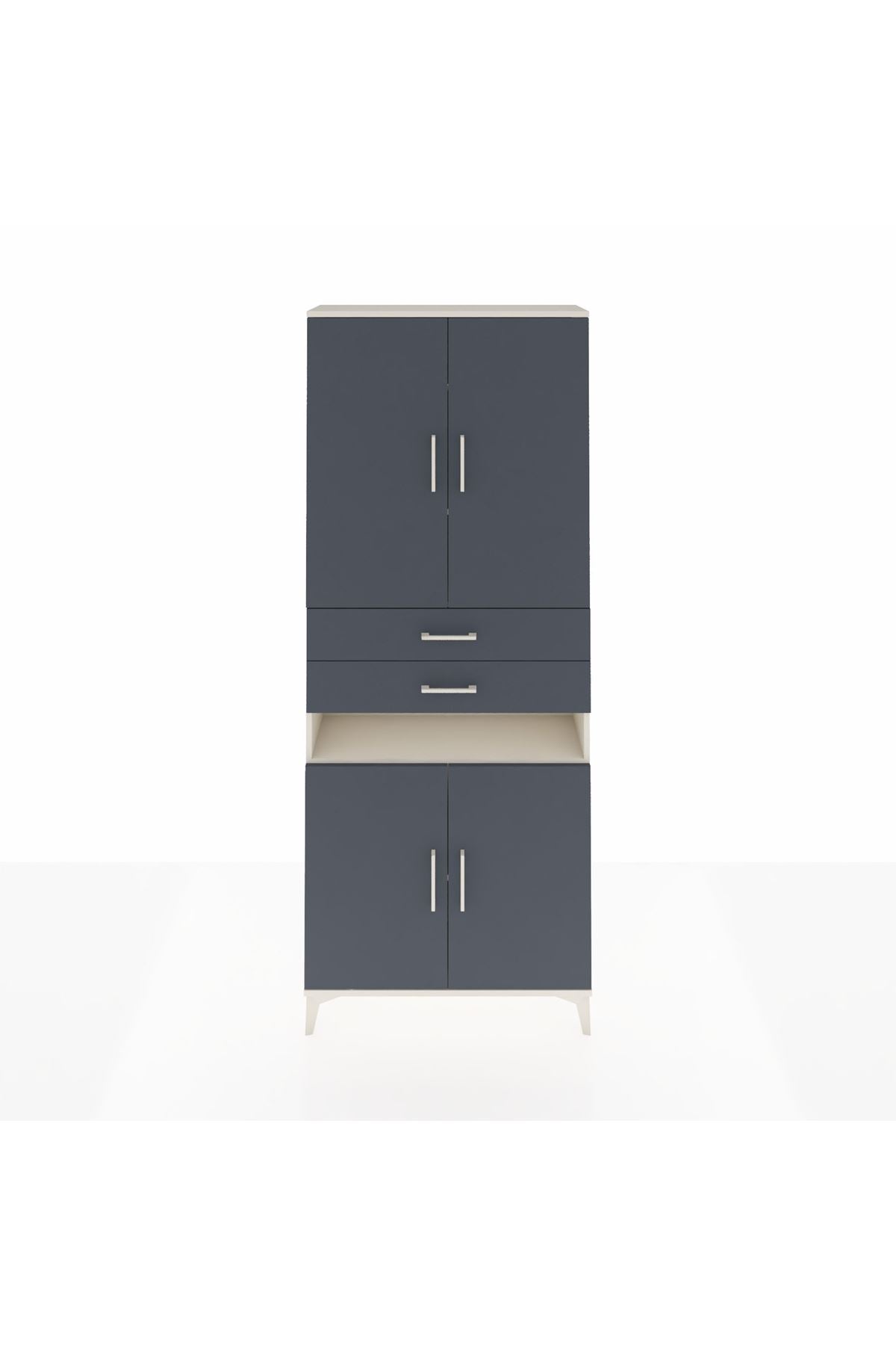 Arges Dolap 5 Raflı 2 Çekmeceli 4 Kapaklı 88x30x221 Aytaşı-Antrasit