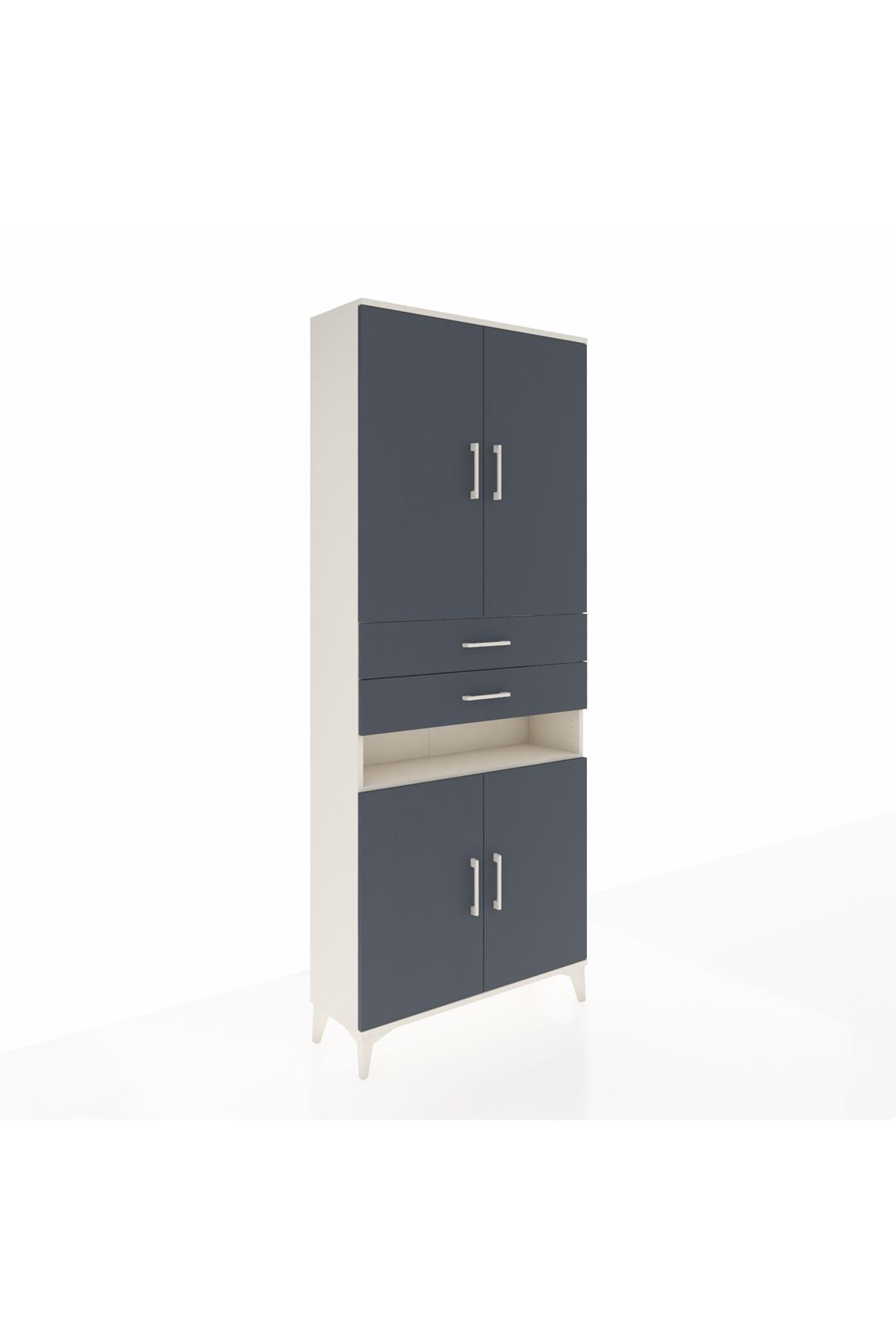 Arges Dolap 5 Raflı 2 Çekmeceli 4 Kapaklı 88x30x221 Aytaşı-Antrasit