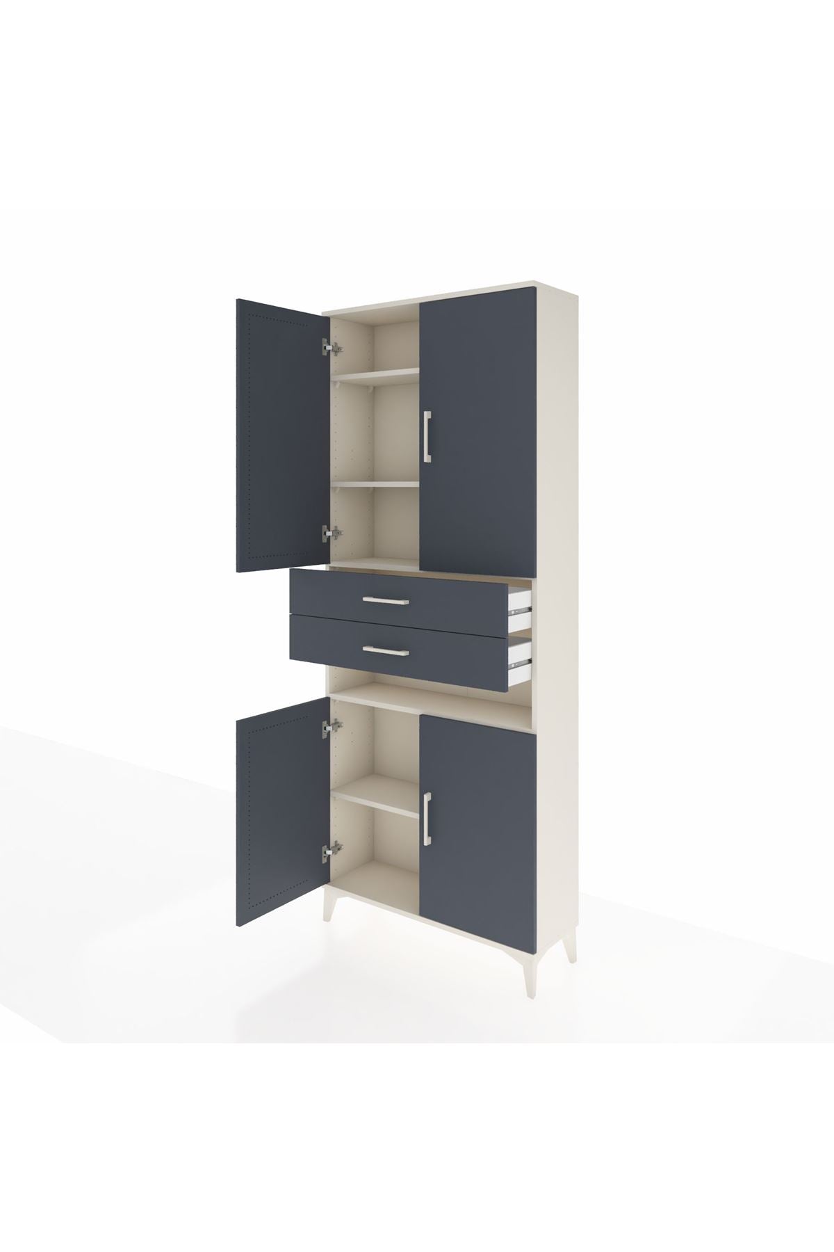 Arges Dolap 5 Raflı 2 Çekmeceli 4 Kapaklı 88x30x221 Aytaşı-Antrasit