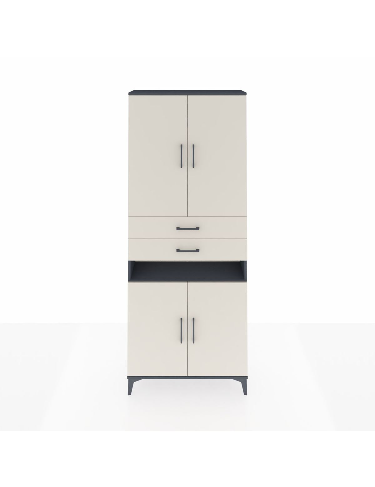 Arges Dolap 5 Raflı 2 Çekmeceli 4 Kapaklı 88x30x221 Antrasit-Aytaşı