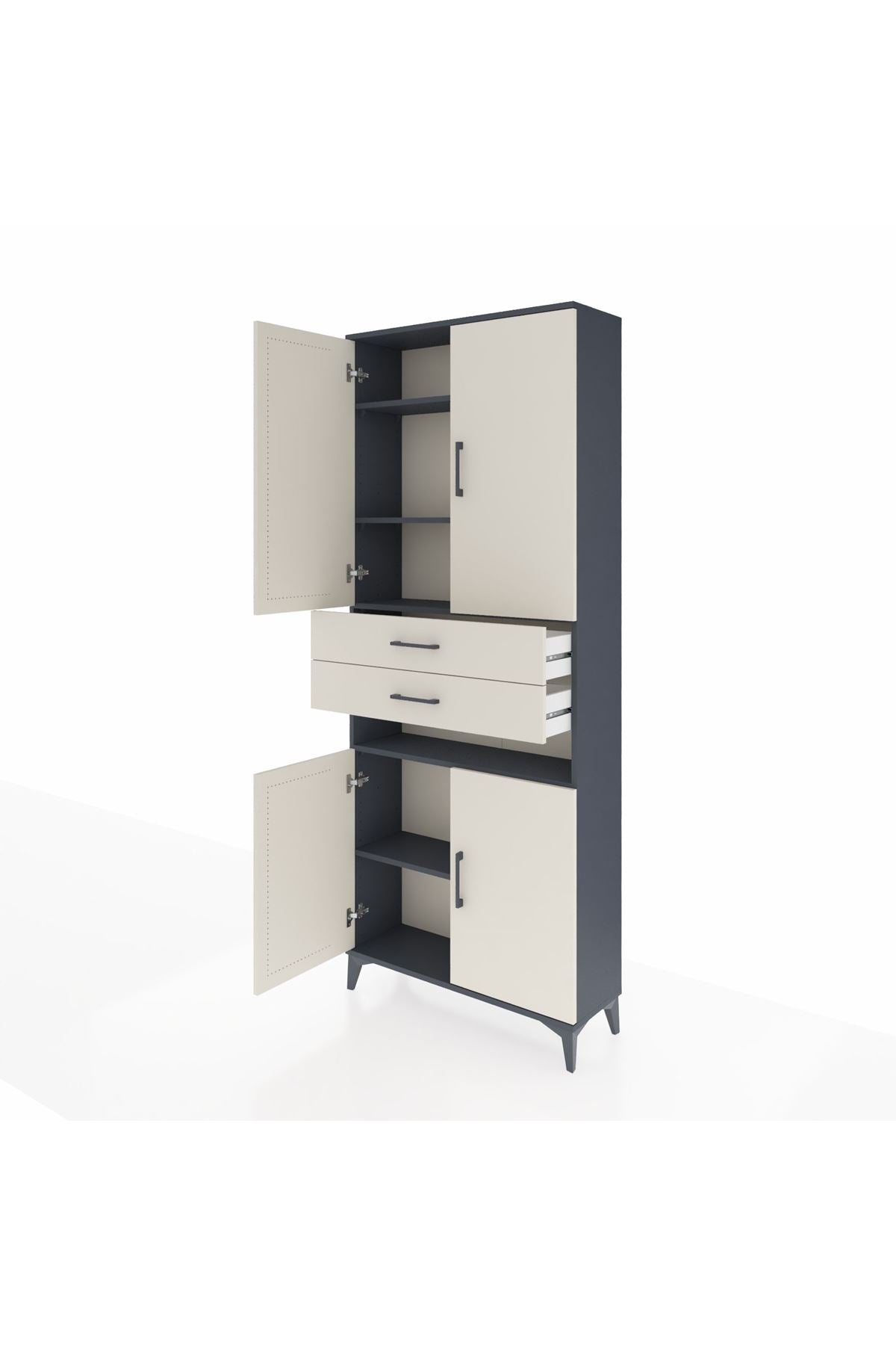 Arges Dolap 5 Raflı 2 Çekmeceli 4 Kapaklı 88x30x221 Antrasit-Aytaşı