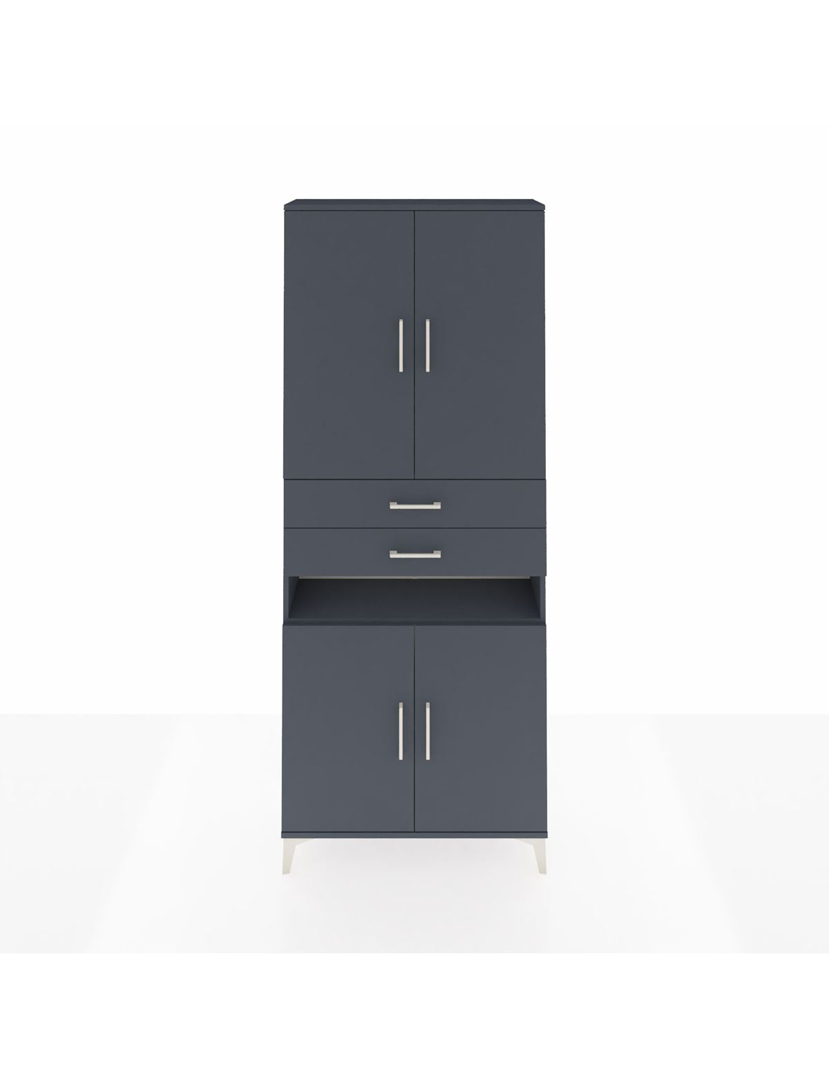 Arges Dolap 5 Raflı 2 Çekmeceli 4 Kapaklı 88x30x221 Antrasit-Antrasit