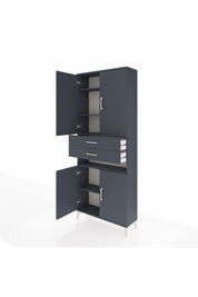 Arges Dolap 5 Raflı 2 Çekmeceli 4 Kapaklı 88x30x221 Antrasit-Antrasit