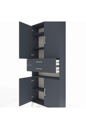 Arges Dolap 5 Raflı 2 Çekmeceli 4 Kapaklı 88x30x221 Antrasit-Antrasit