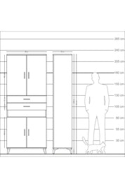 Arges Dolap 5 Raflı 2 Çekmeceli 4 Kapaklı 88x30x221 Antrasit-Antrasit