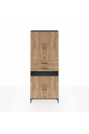 Arges Dolap 5 Raflı 2 Çekmeceli 4 Kapaklı 88x30x221 Antrasit-Çam
