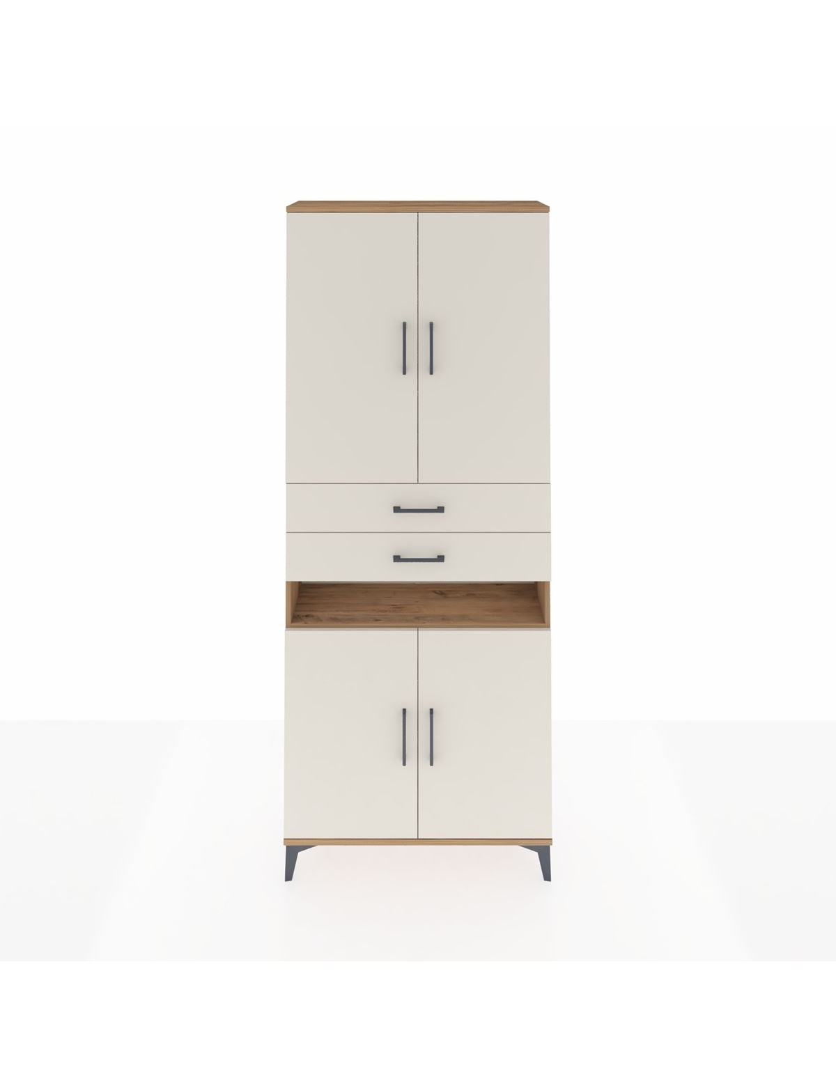 Arges Dolap 5 Raflı 2 Çekmeceli 4 Kapaklı 88x30x221 Çam-Aytaşı